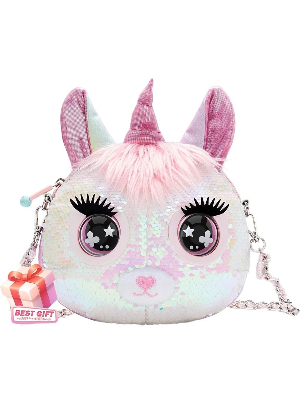 Iridescent Pink Unicorn Sequin Crossbody Bag